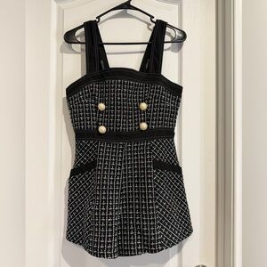 Korean Brand Chic Black and White Tweed Romper